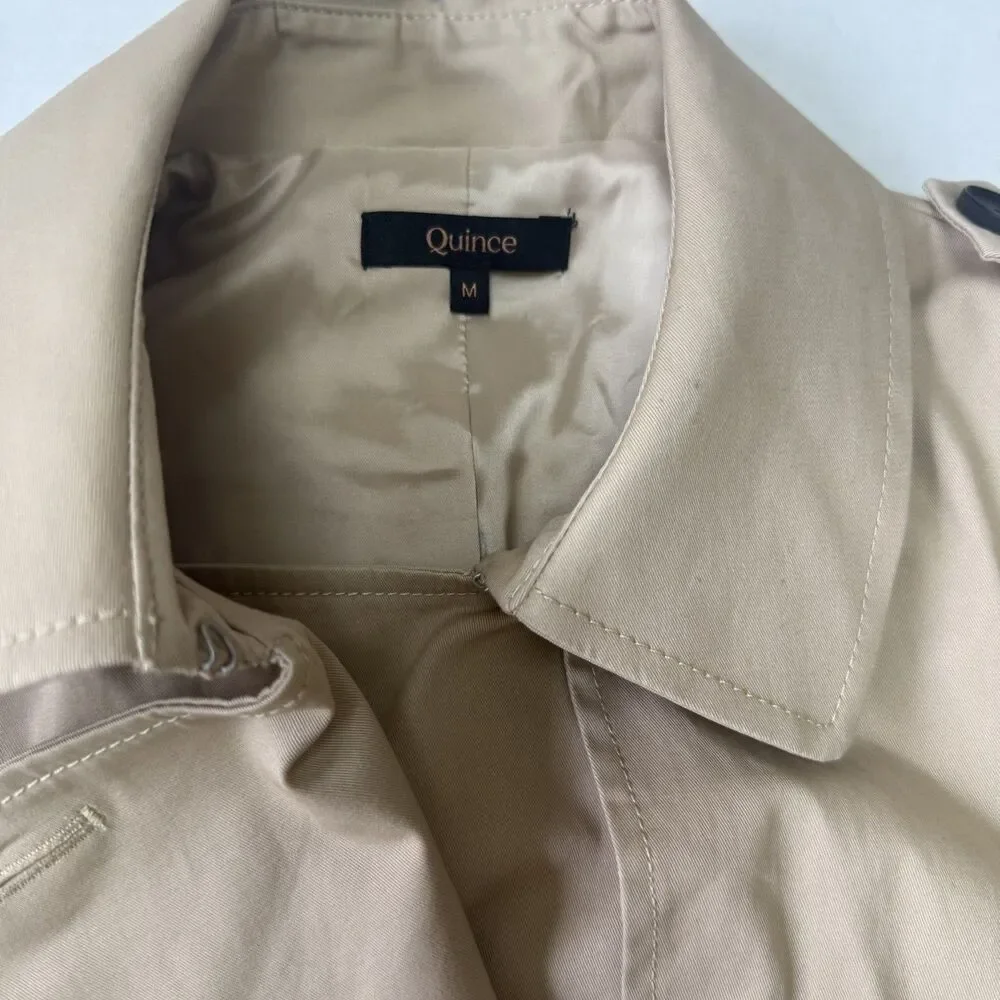 Quince Women Comfort Stretch Short Trench Coat Tan Khaki Outerwear Medium - Picture 3 of 14